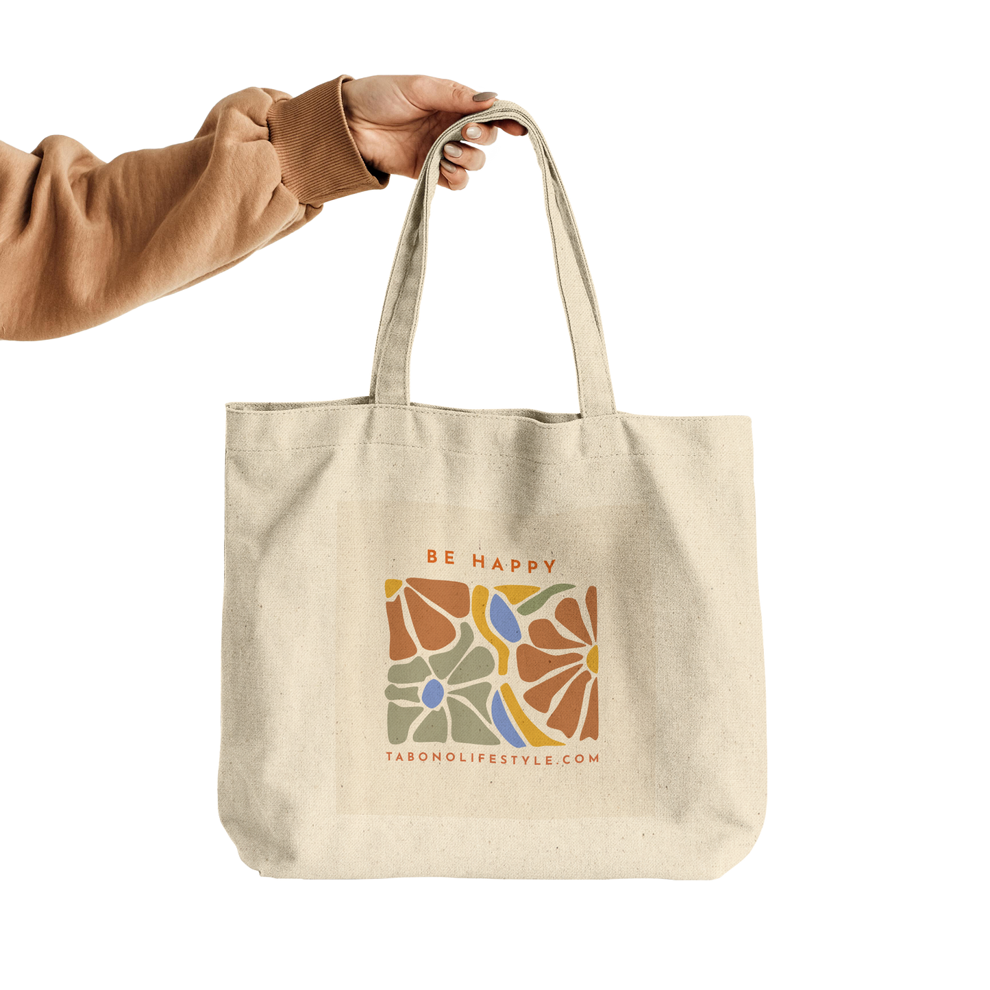 Canvas_Tote_-_Be_Happy_CottonTote_L_HandTransparent_Mockup.png