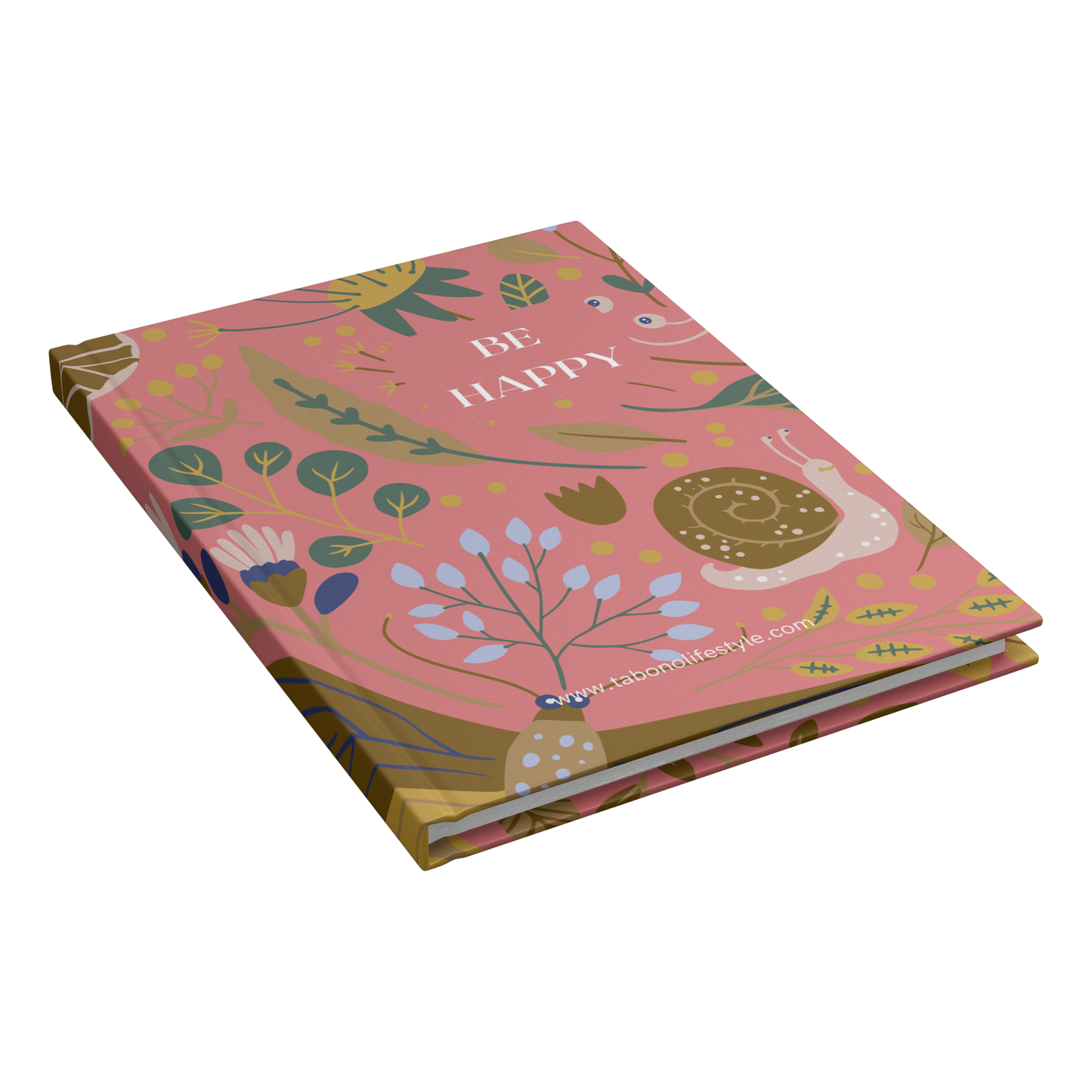 Hardcover_Journal_-_Be_Happy_-_Pink_Closed_Cover_Angle_Mockup.png