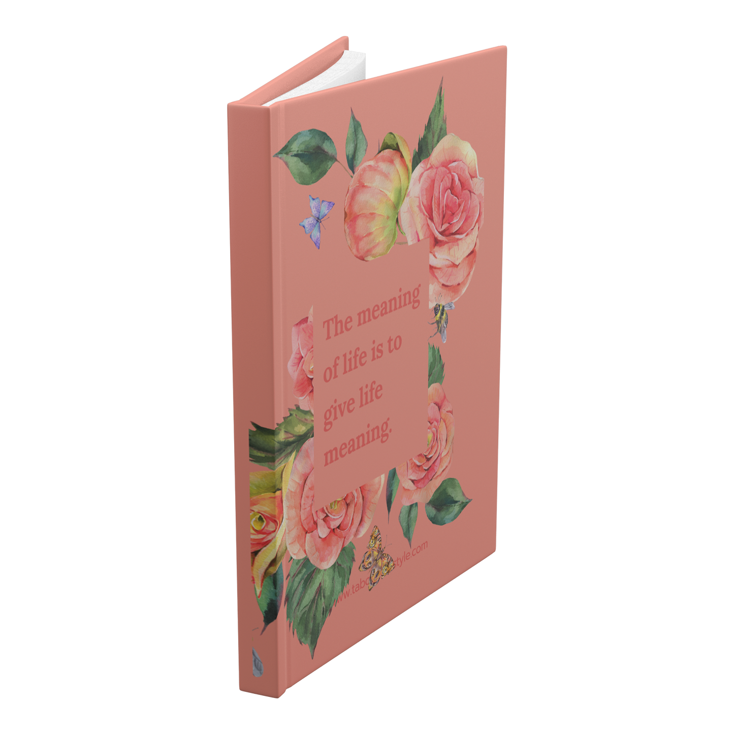 Hardcover_Notebook_-_The_Meaning_of_Life_Standing_Angle_Mockup.png